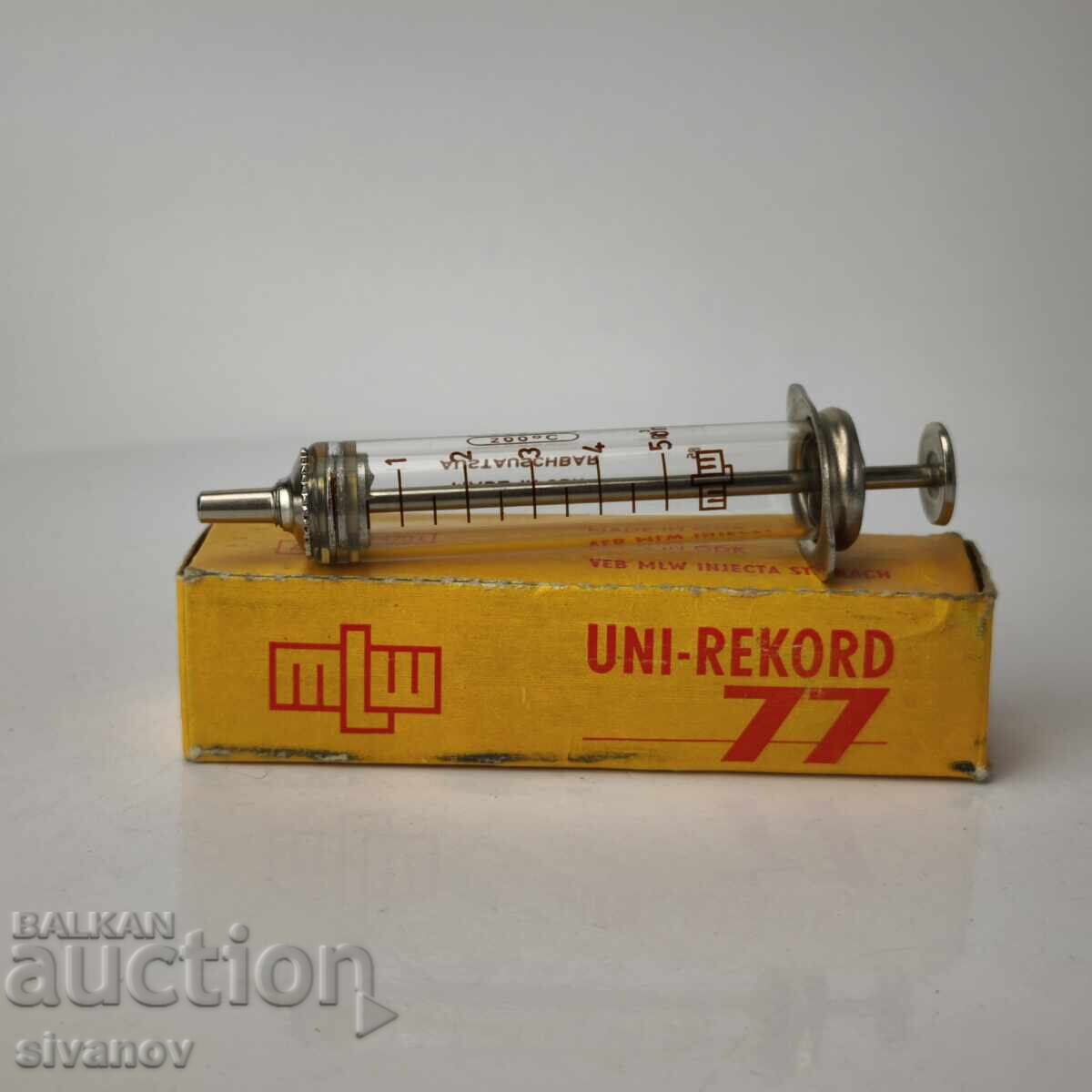 Seringă veche de sticlă 5cc MLW Injecta Steinach #6088 Seringă veche de sticlă 5cc MLW Injecta Steinach #6088