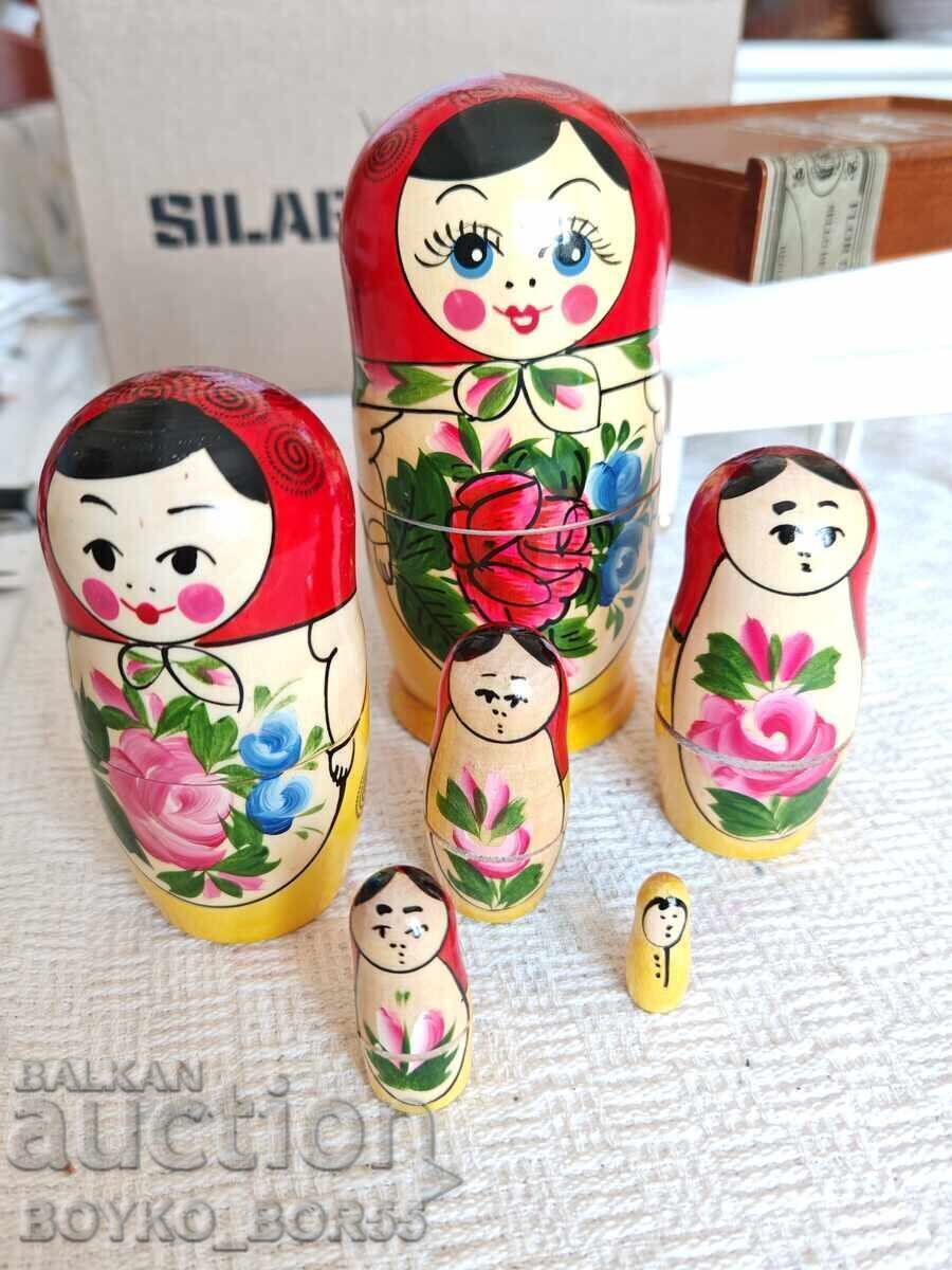 Șase Păpuși Rusești Soc USSR Matrioșka Anii 1980 Șase Păpuși Rusești Soc USSR Matrioșka Anii 1980