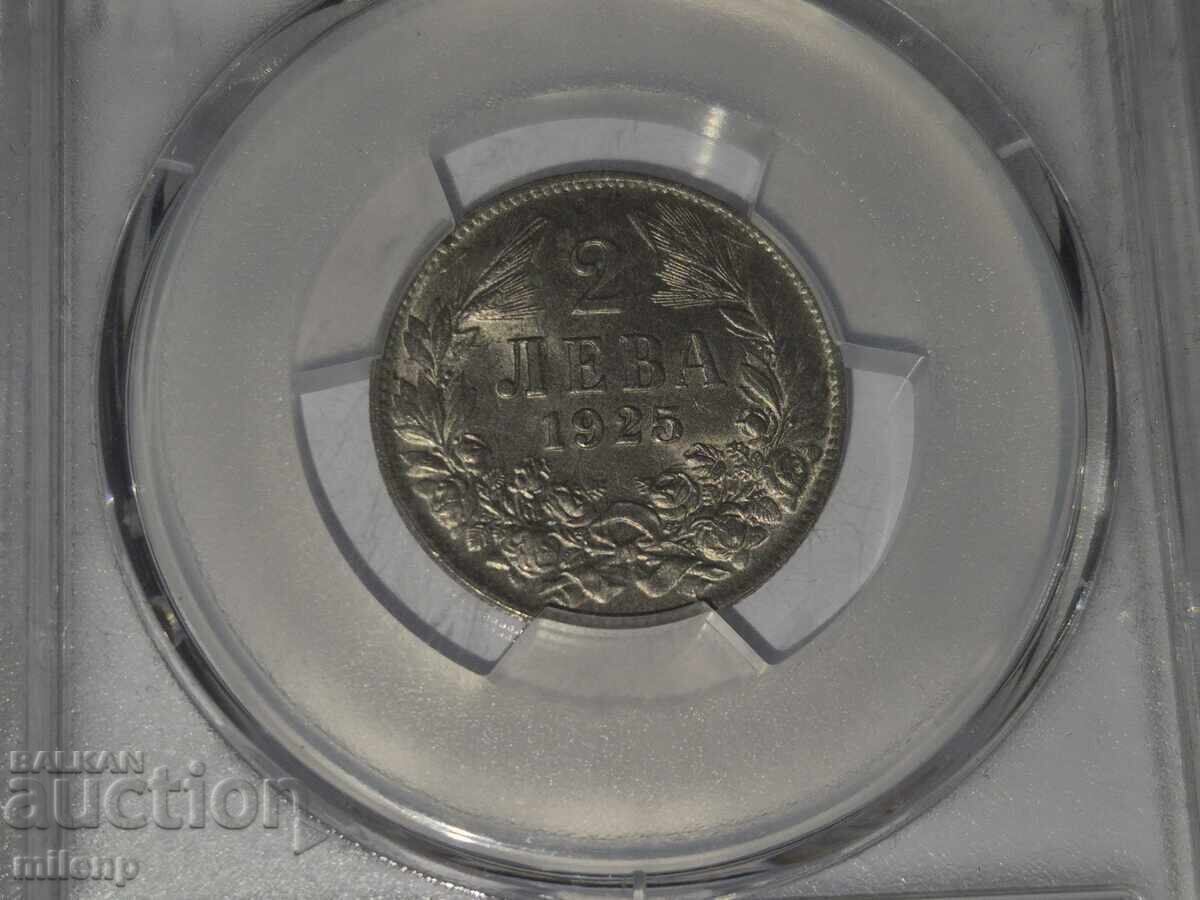 PCGS MS64 2 Leva 1925 Brussels PCGS MS64 2 Leva 1925 Brussels