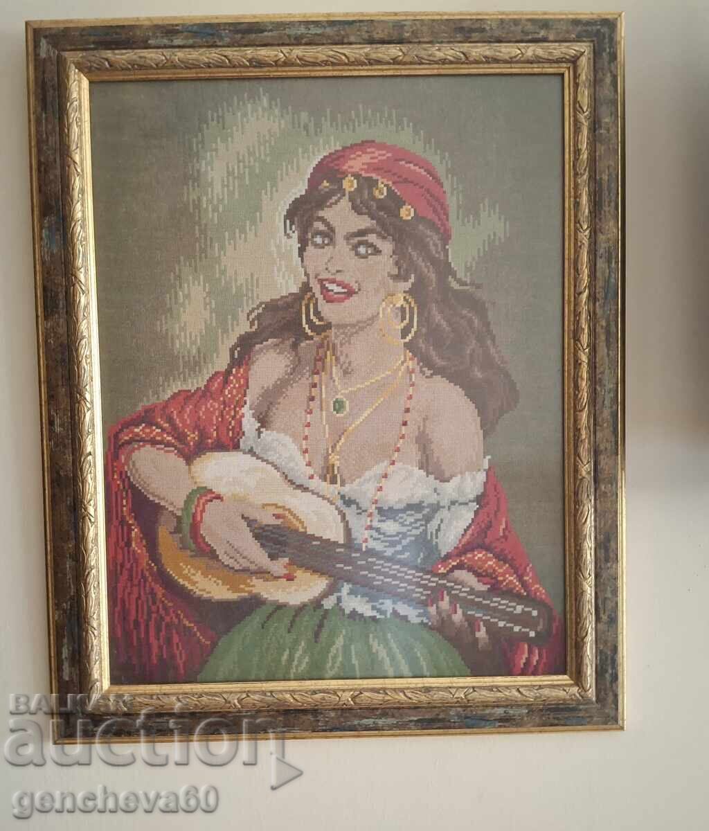 Goblén mare superb „Țigancă cu chitară” cu preț 400.00 BGN | € 204.52
