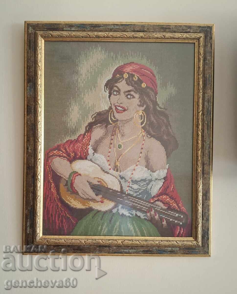 Licitație Goblén mare superb „Țigancă cu chitară”