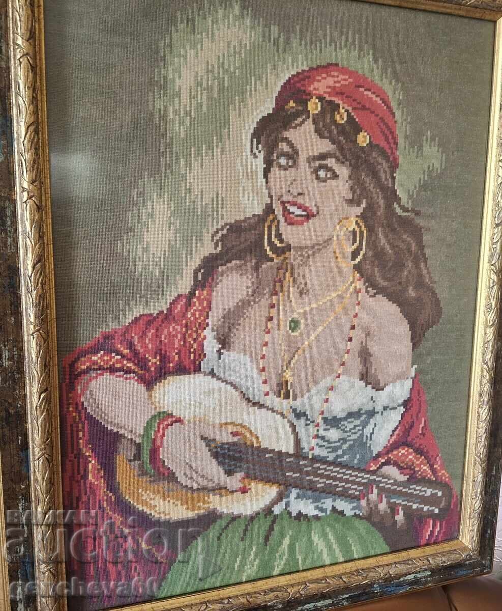 Livrarea Goblén mare superb „Țigancă cu chitară” Livrarea Goblén mare superb „Țigancă cu chitară”