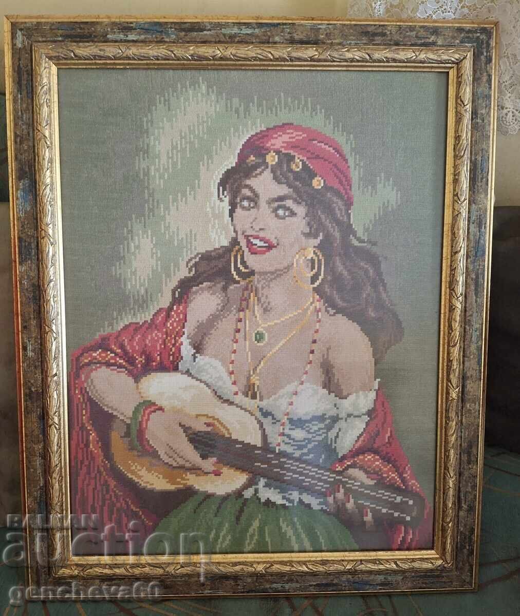 Goblén mare superb „Țigancă cu chitară” - 5 Goblén mare superb „Țigancă cu chitară” - 5