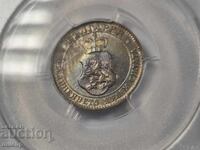 PCGS MS63 20 stotinki 1913 cu patină superbă colorată