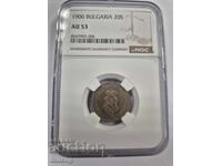 NGC AU53 20 Stotinki 1906