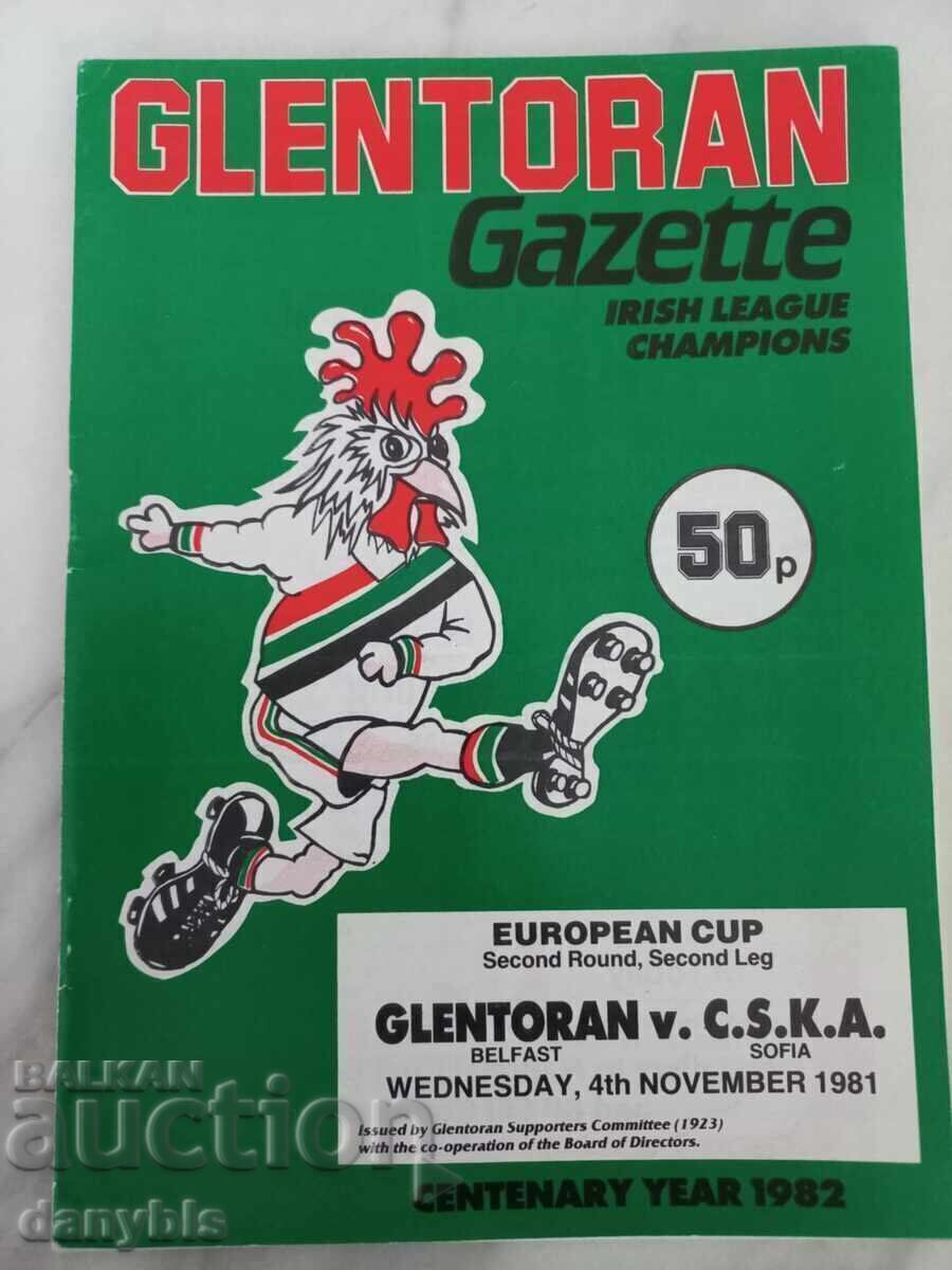 Program de fotbal - Glentoran - ȚSKA 1981