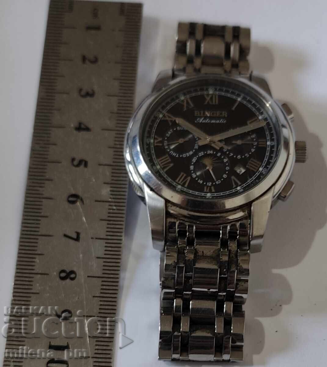 Δημοπρασία Ανδρικό αυτόματο ρολόι με φάσεις της σελήνης - Binger