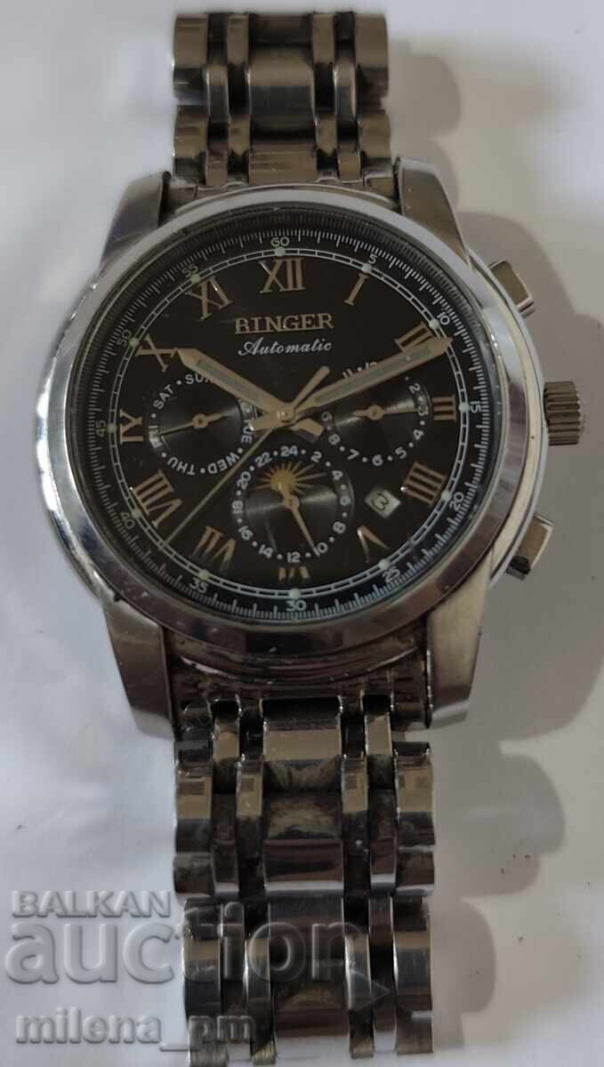 Παράδοση Ανδρικό αυτόματο ρολόι με φάσεις της σελήνης - Binger