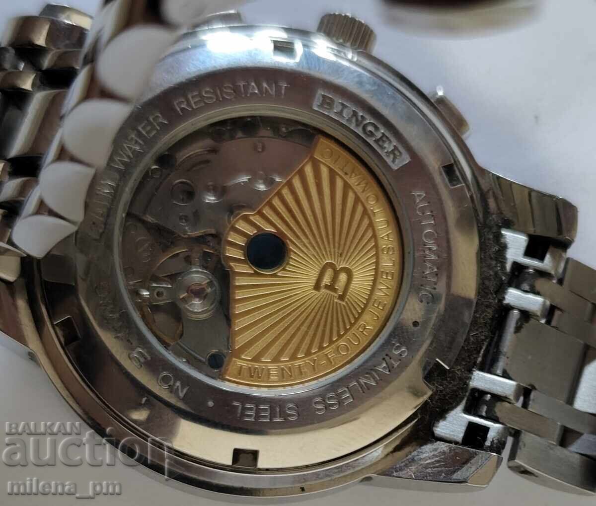 Ανδρικό αυτόματο ρολόι με φάσεις της σελήνης - Binger - 6