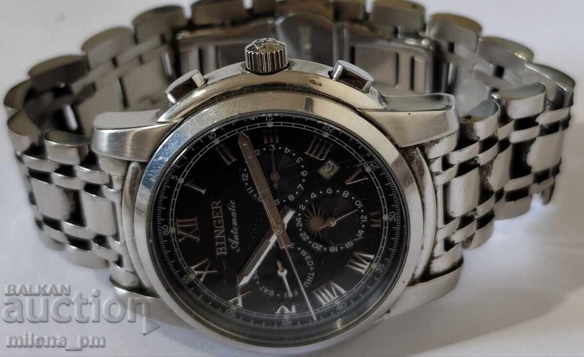 Ανδρικό αυτόματο ρολόι με φάσεις της σελήνης - Binger