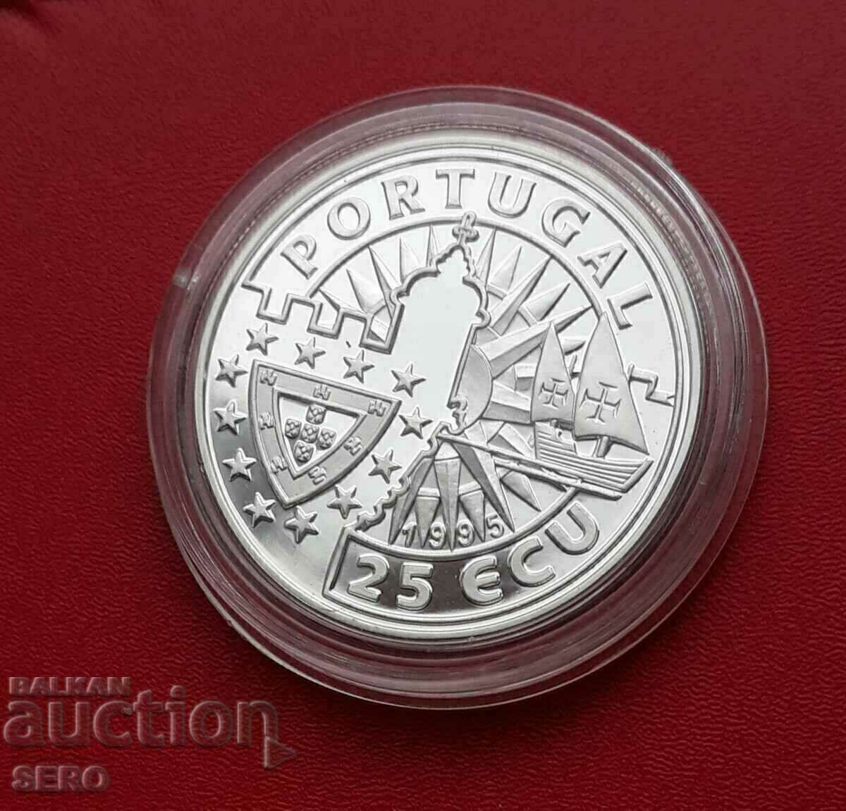 Licitație Portugalia-25 ECU 1995-argint și rare-circulație 20 x. Nu.