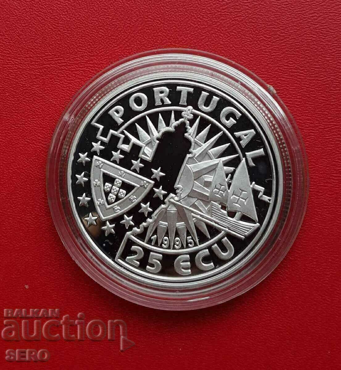 Livrarea Portugalia-25 ECU 1995-argint și rare-circulație 20 x. Nu.