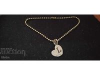 Brățară cu urare de noroc și litera L metal