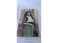 Postcard Young Girl 1908