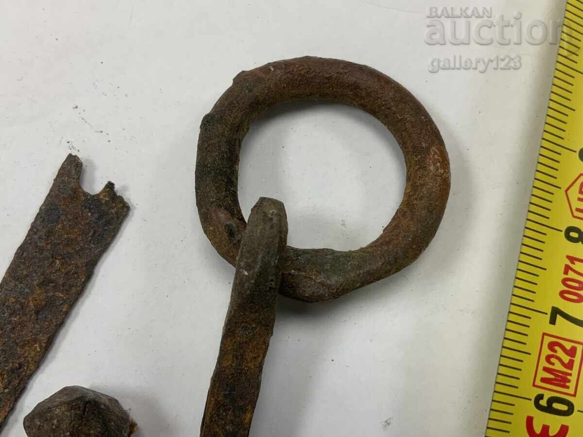 Auction Old forged nails, iron ring Auction Old forged nails, iron ring