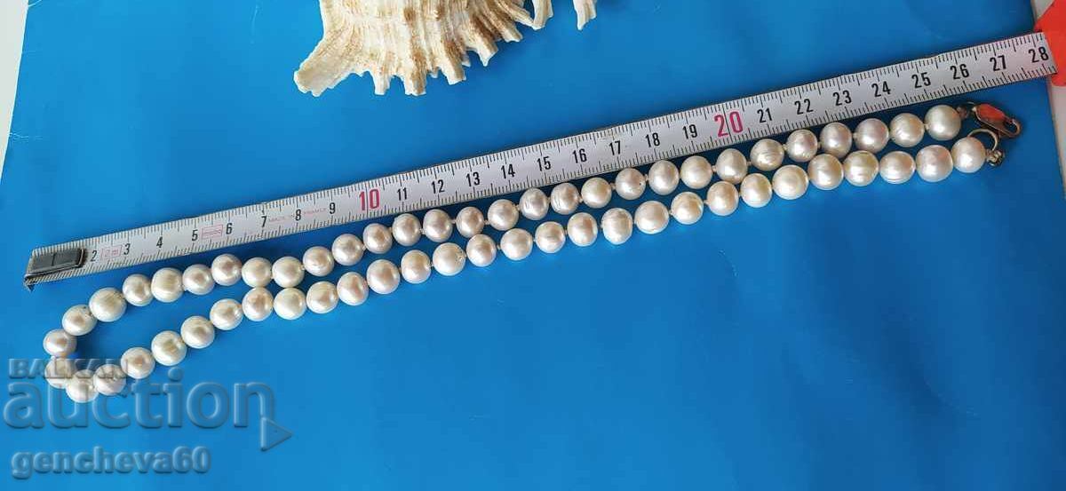 Wonderful antique necklace made of natural large white pearls - 6