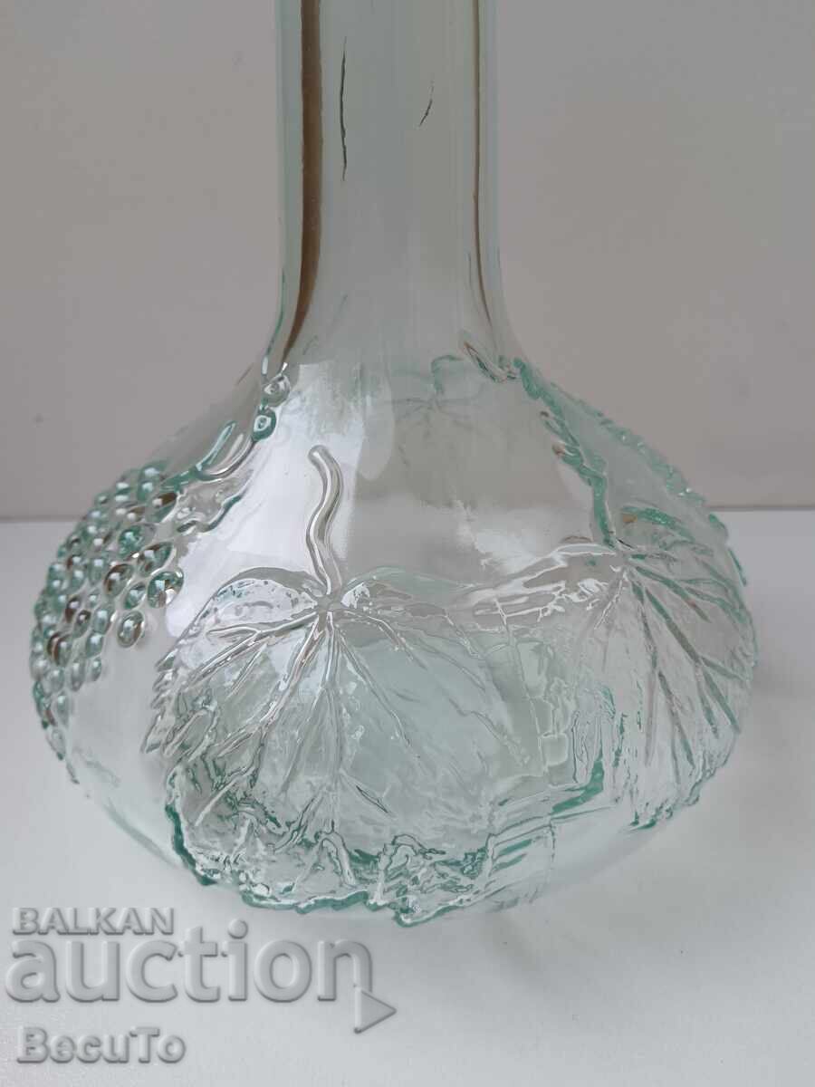 Pressed glass carafe and glasses on a stand with embossed fruit - 7 Pressed glass carafe and glasses on a stand with embossed fruit - 7