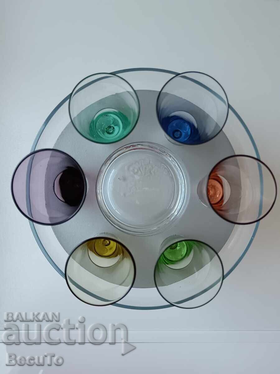 Παράδοση 6 τμχ. ποτήρια απεριτίφ + παγοθήκη, Γαλλία, όλα άψογα