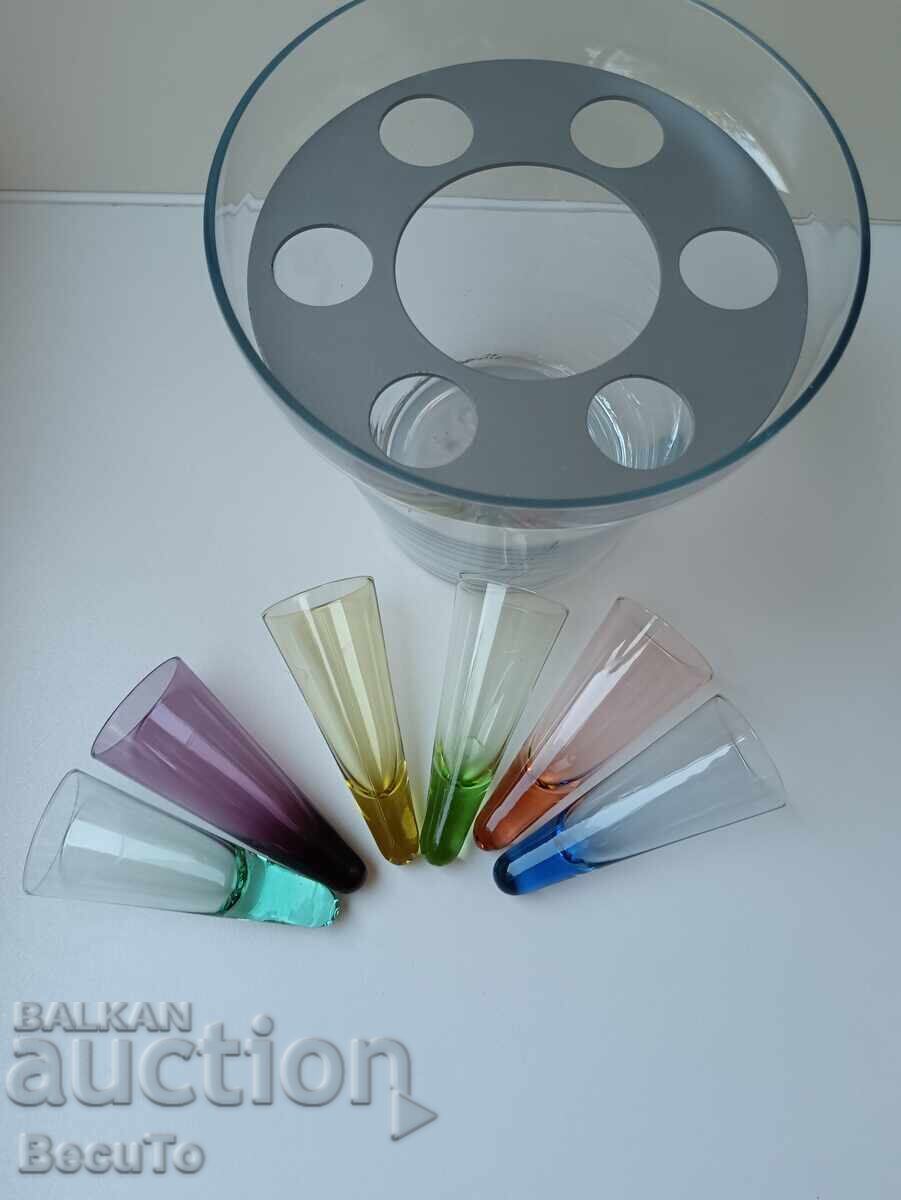 6 τμχ. ποτήρια απεριτίφ + παγοθήκη, Γαλλία, όλα άψογα - 5