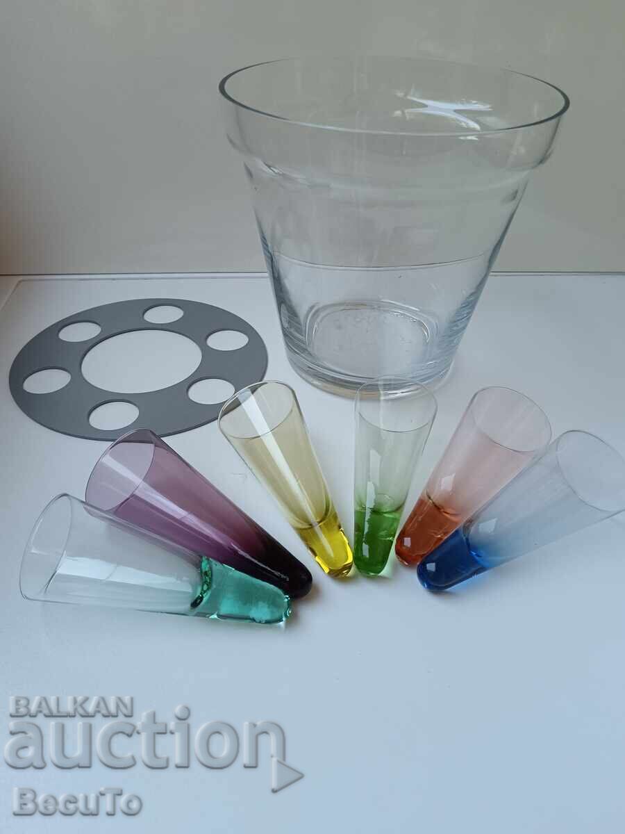 6 τμχ. ποτήρια απεριτίφ + παγοθήκη, Γαλλία, όλα άψογα - 7