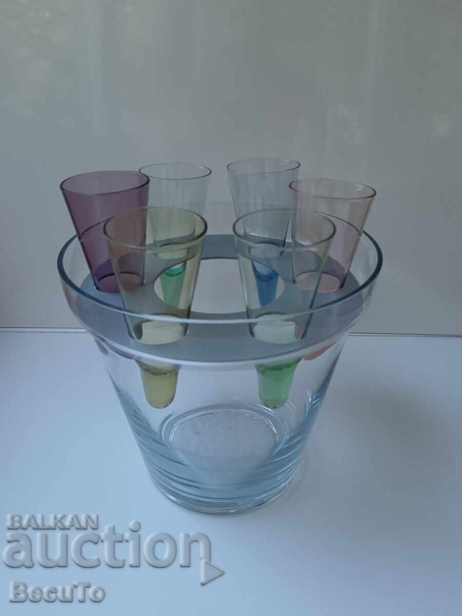 6 τμχ. ποτήρια απεριτίφ + παγοθήκη, Γαλλία, όλα άψογα