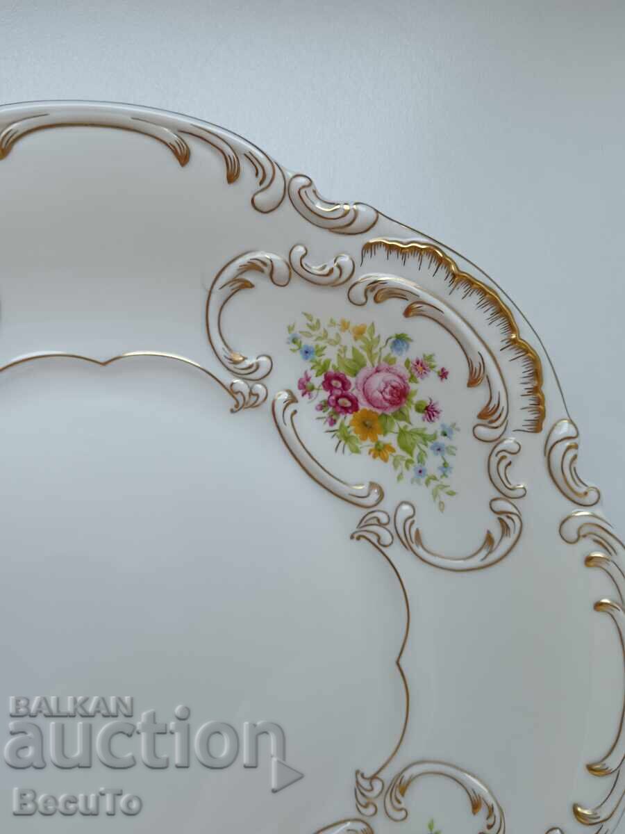 Δημοπρασία Πορσελάνινο πιάτο Hutschenreuther από 1970, λουλούδια και χρυσός