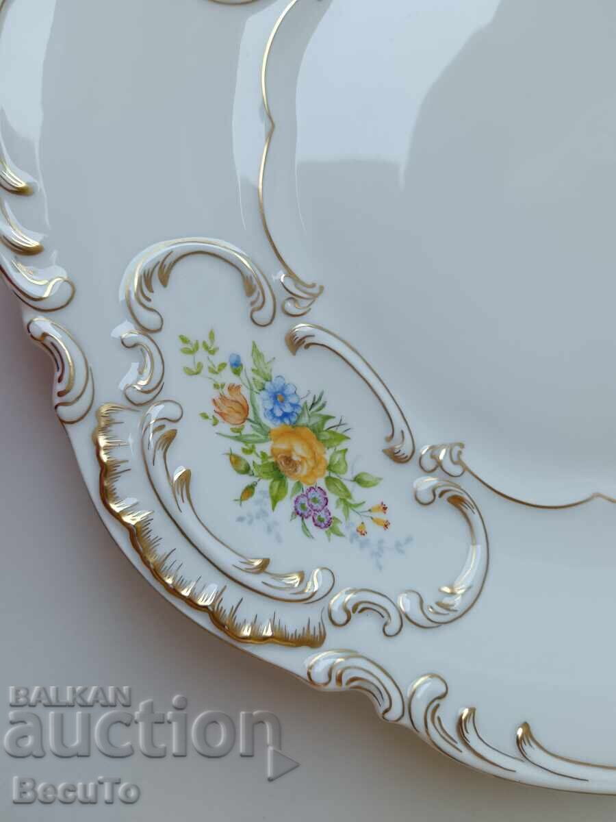 Πορσελάνινο πιάτο Hutschenreuther από 1970, λουλούδια και χρυσός - 5