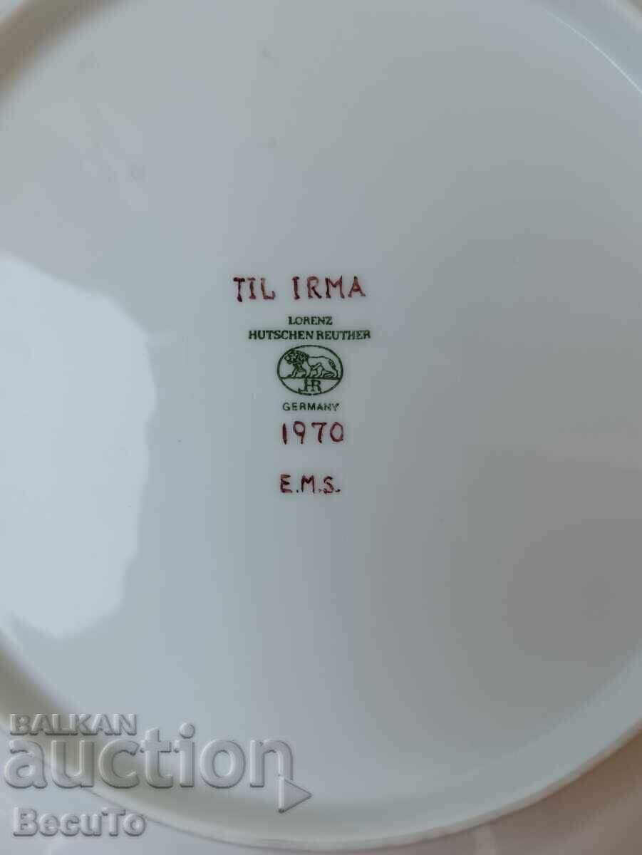 Πορσελάνινο πιάτο Hutschenreuther από 1970, λουλούδια και χρυσός - 7