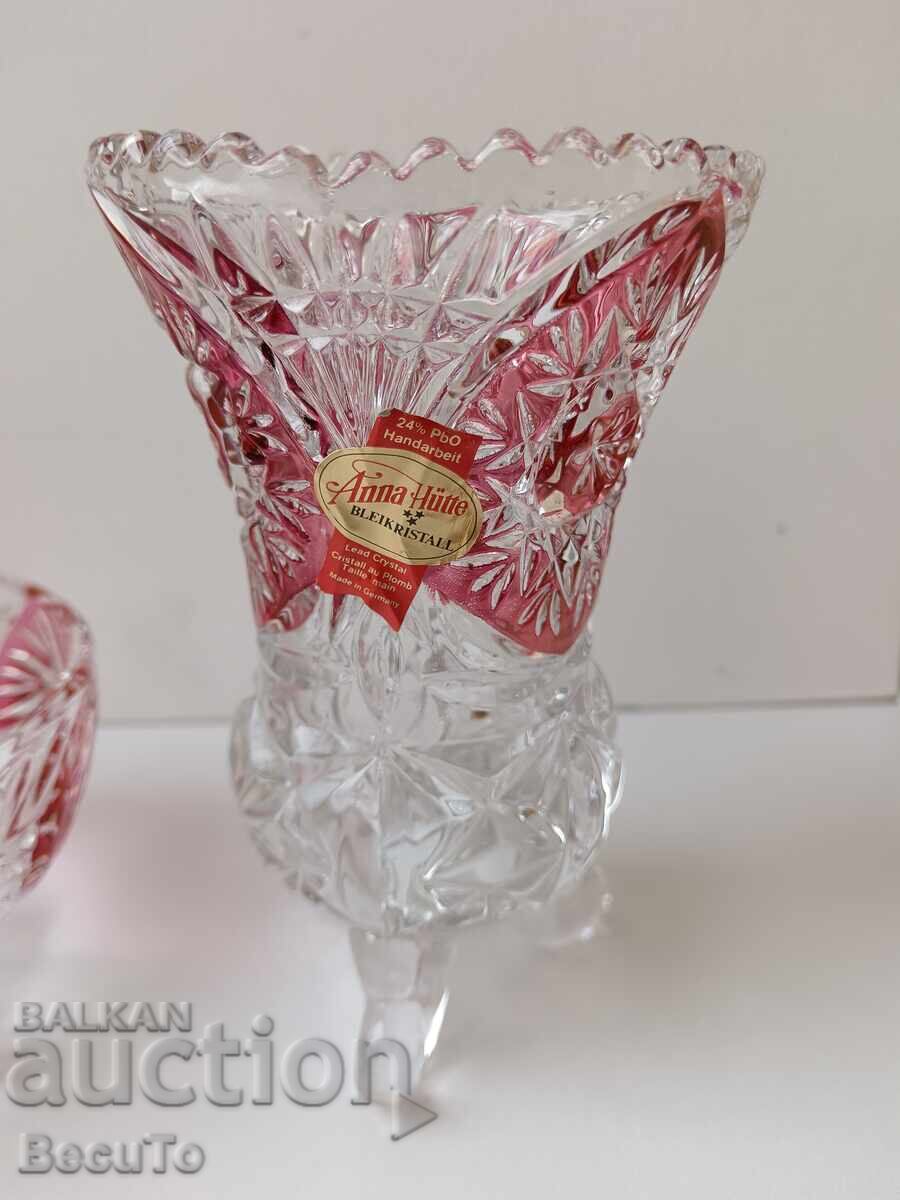 Delivery of Lead crystal vase and bonbonniere (sugar bowl), Anna Hutte