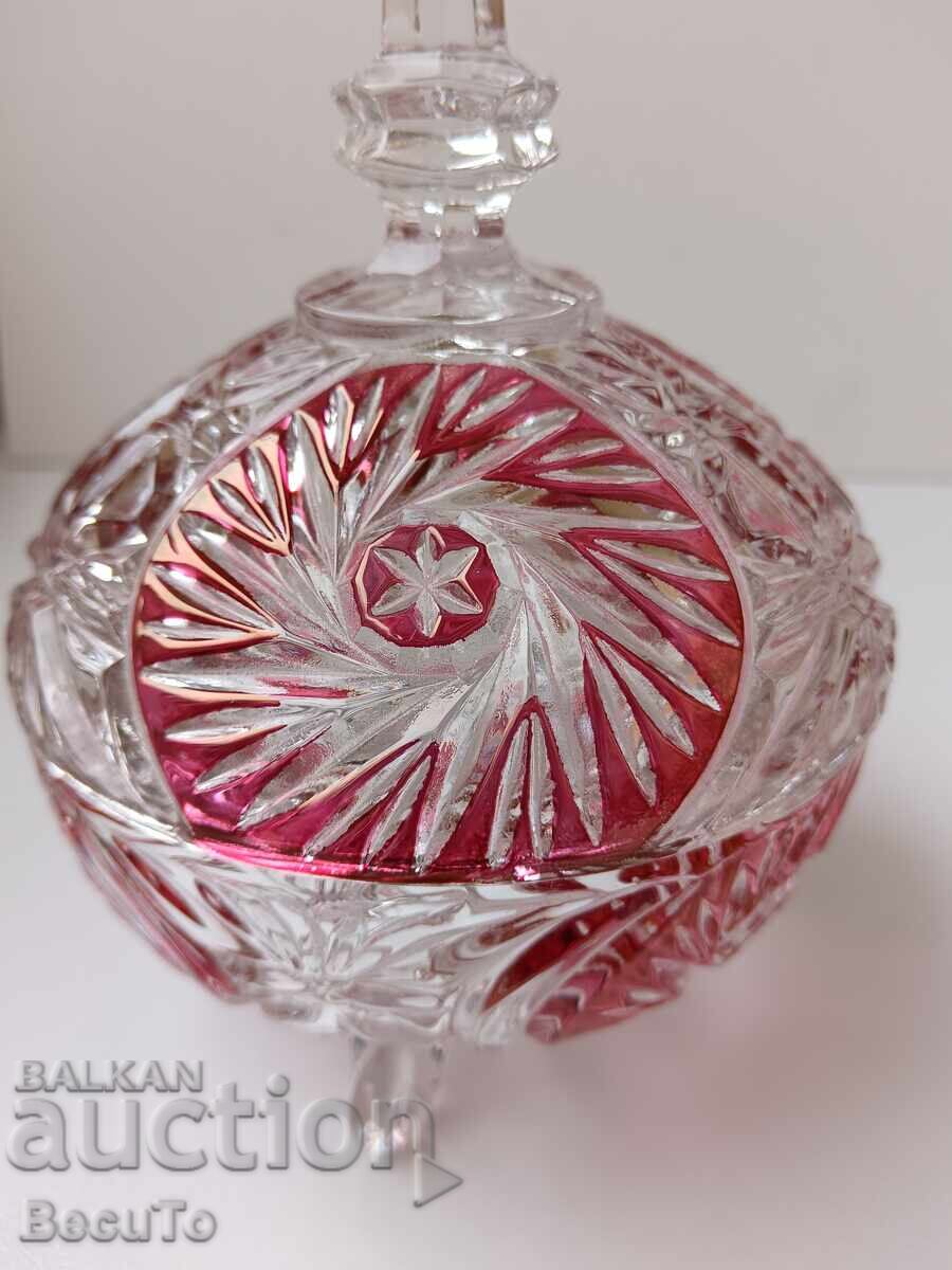 Lead crystal vase and bonbonniere (sugar bowl), Anna Hutte - 6