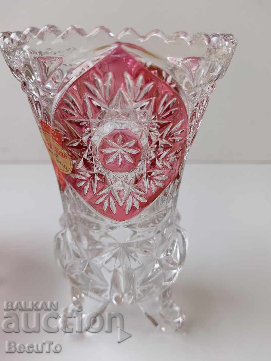 Lead crystal vase and bonbonniere (sugar bowl), Anna Hutte - 7