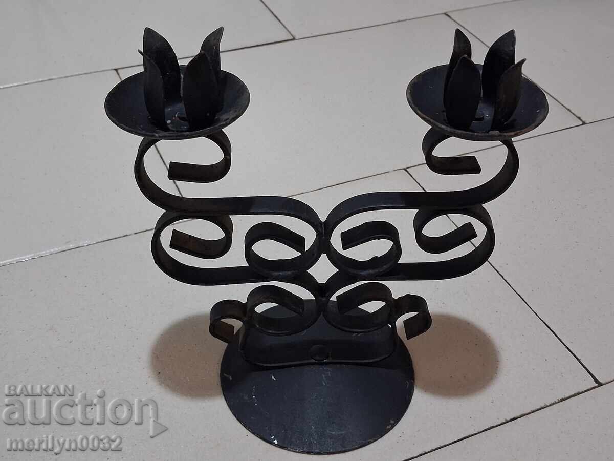 Socialist wrought iron candlestick