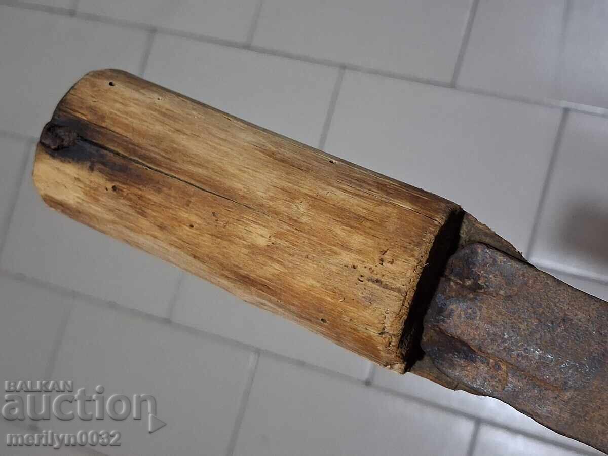 Παλιό σφυρήλατο δρεπάνι, λεπίδα, σφυρήλατο σίδερο, μαχαίρι, σατράκι - 5