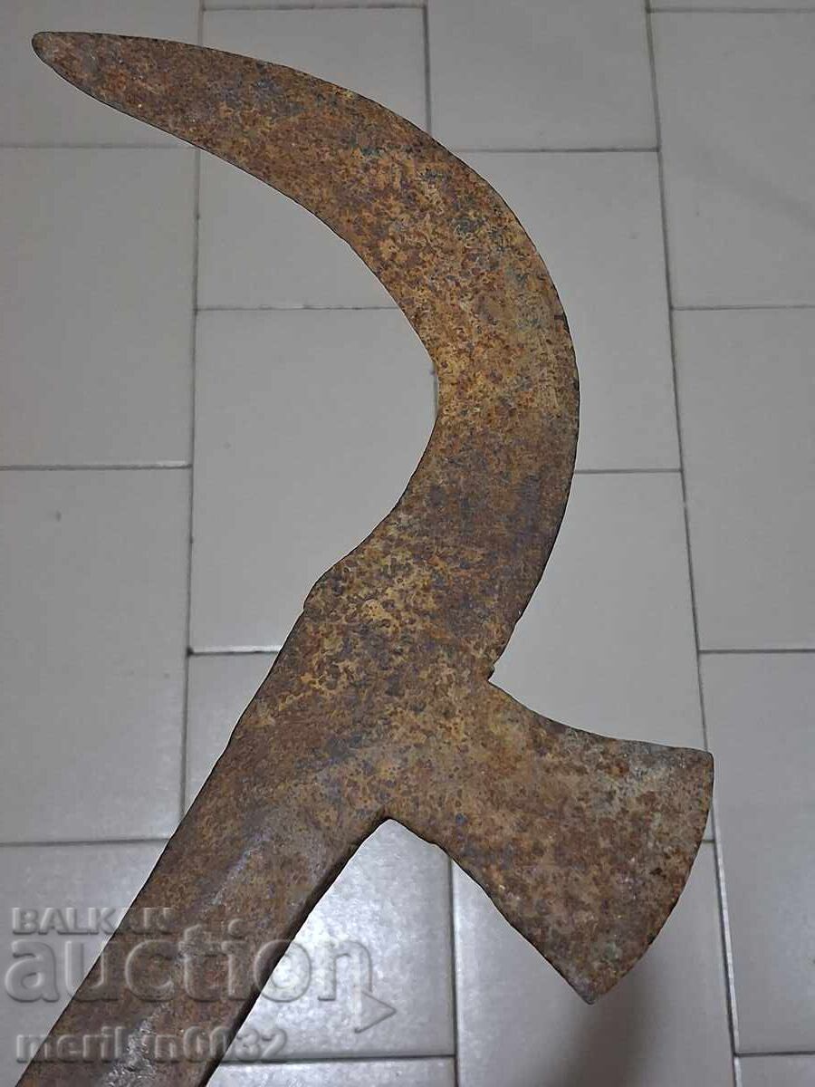 Παλιό σφυρήλατο δρεπάνι, λεπίδα, σφυρήλατο σίδερο, μαχαίρι, σατράκι - 6
