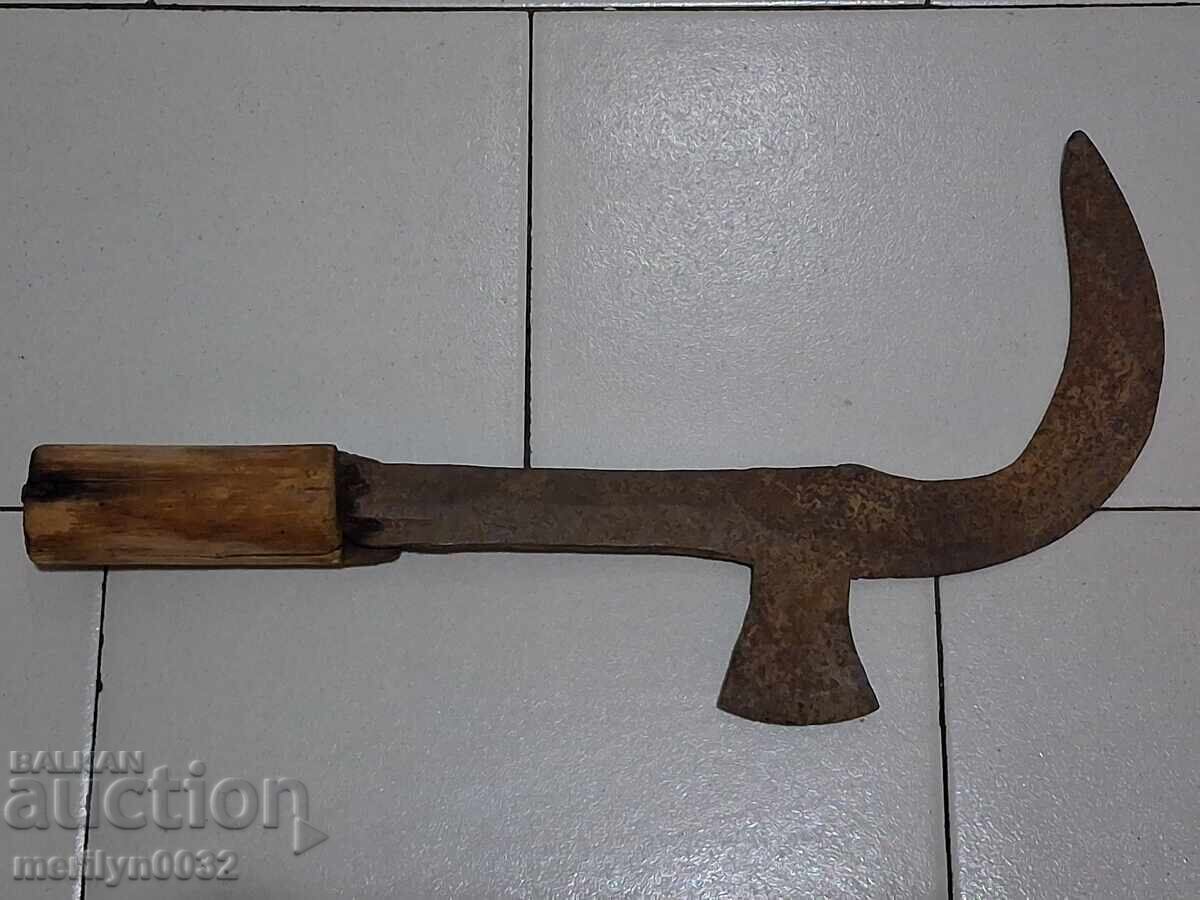 Παλιό σφυρήλατο δρεπάνι, λεπίδα, σφυρήλατο σίδερο, μαχαίρι, σατράκι - 7