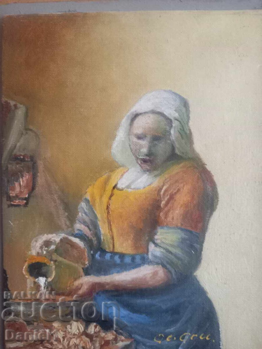 DOAMNĂ CU JUG (Vermeer) - ulei/pânză pe șasiu
