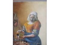DOAMNĂ CU JUG (Vermeer) - ulei/pânză pe șasiu