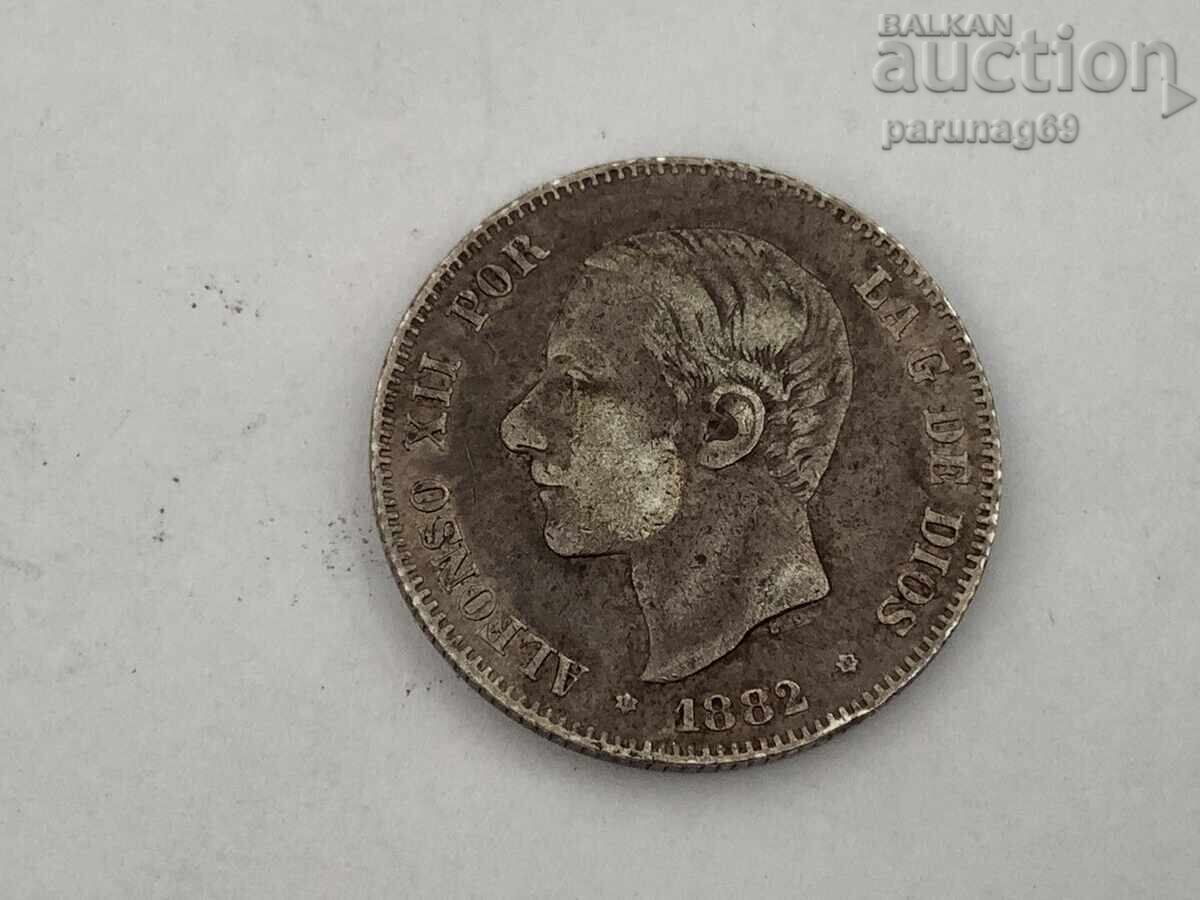 Spain 2 Pesetas 1882 - Silver 0.835 with price 29.00 BGN | € 14.83