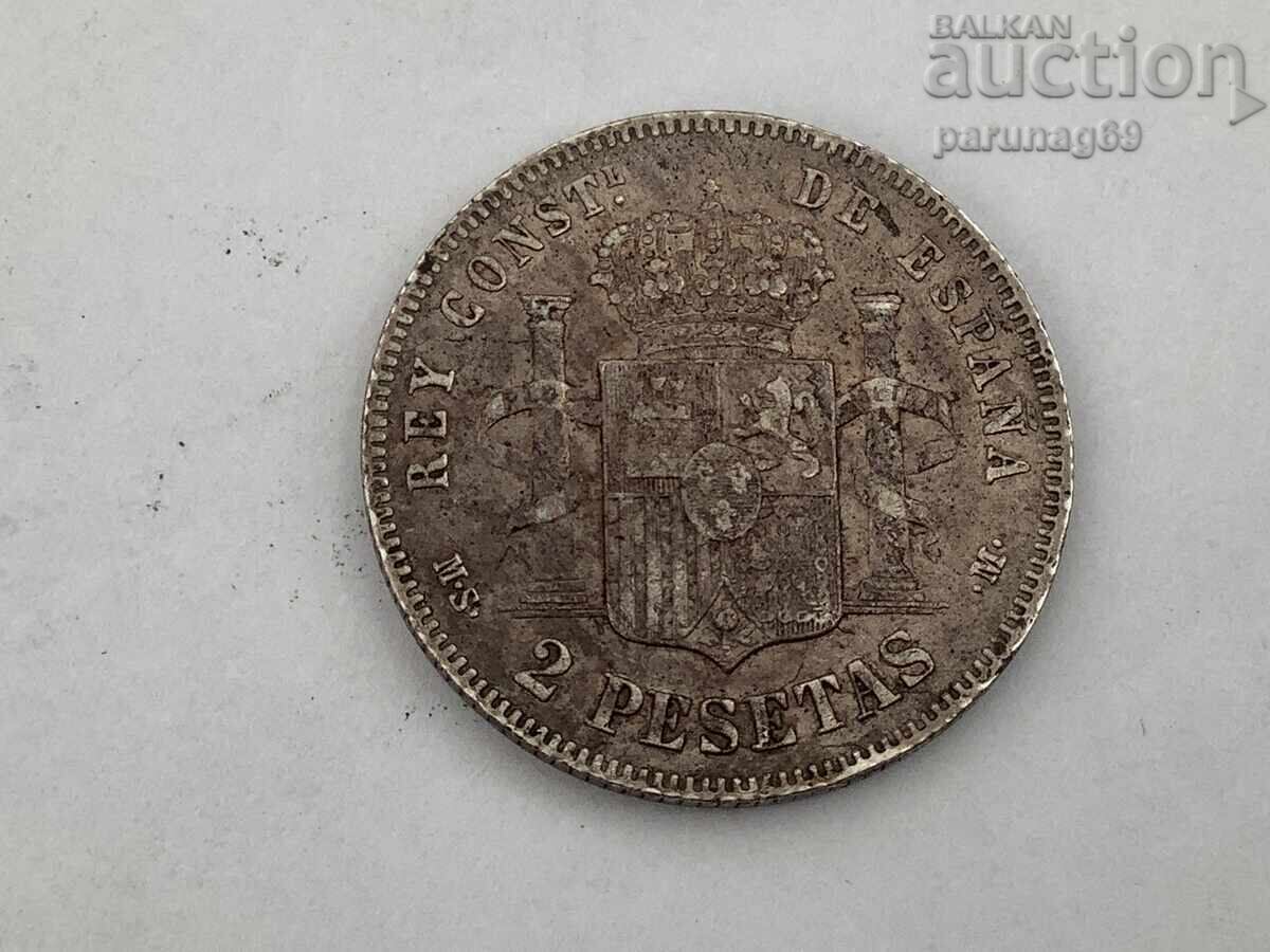 Spain 2 Pesetas 1882 - Silver 0.835