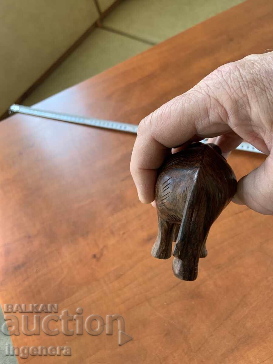FIGURĂ SCULPTATĂ DIN ABANOS, ELEFANT CU ELEFĂNTEL - 6