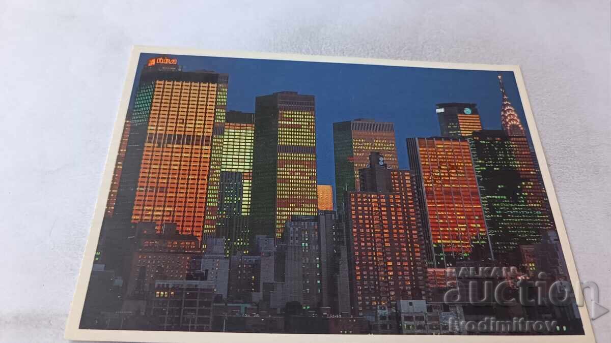 Пощенска картичка New York City Sciyline at Night  1986