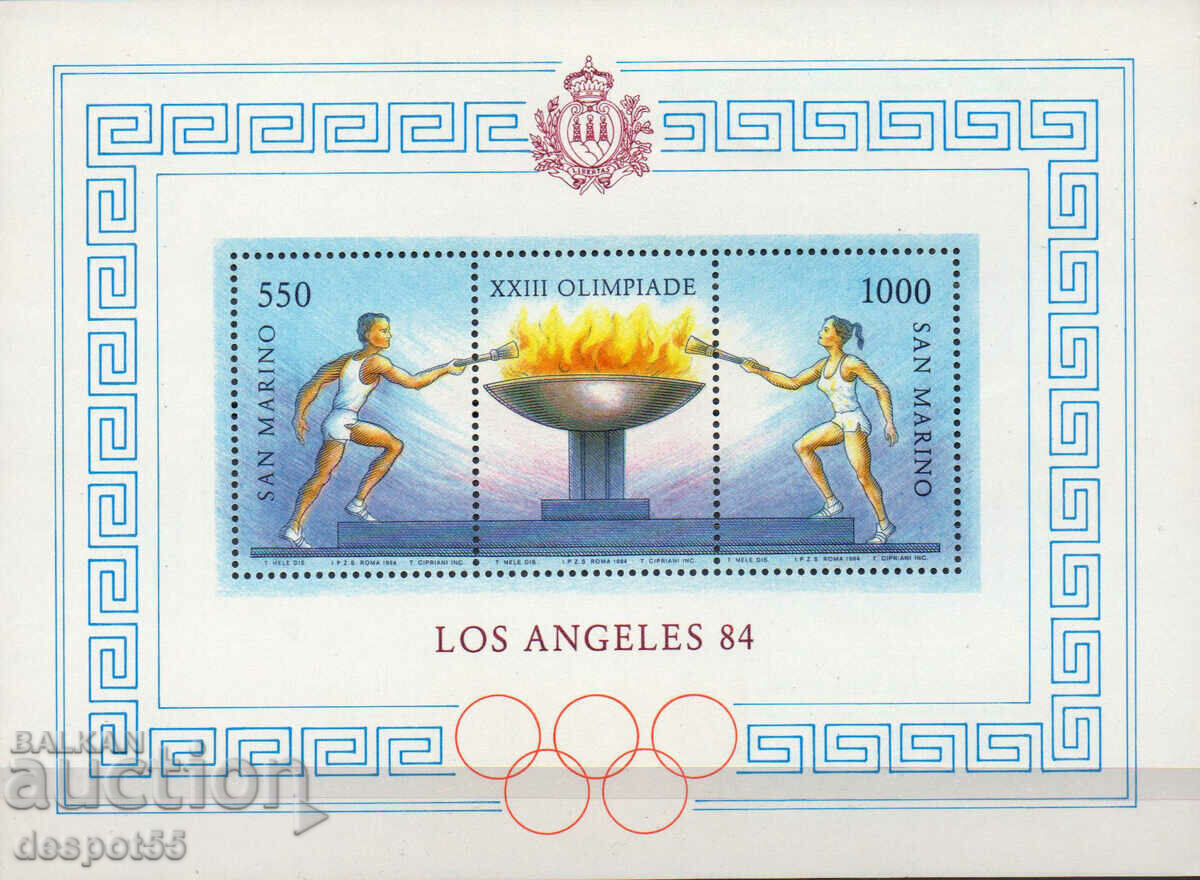 1984. Сан Марино. Олимпийски игри - Лос Анджелис, САЩ. Блок. 1984. Сан Марино. Олимпийски игри - Лос Анджелис, САЩ. Блок.