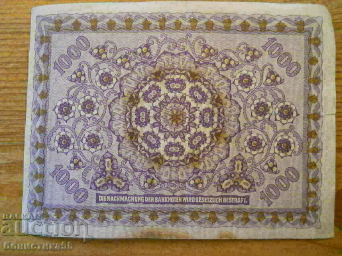 1000 κορώνες 1922 - Αυστρία (VF) με τιμή 15.00 BGN | € 7.67 1000 κορώνες 1922 - Αυστρία (VF) με τιμή 15.00 BGN | € 7.67