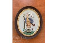 FIGURĂ PANOU CERAMICĂ ALBĂ DIN ANII '70 RELIEF