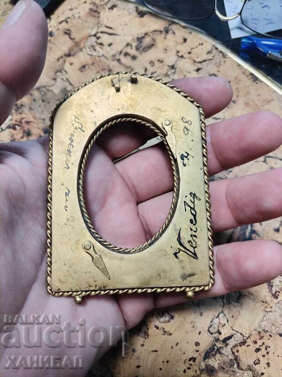 Picture frame from glass plates and brass, 1900 - 5 Picture frame from glass plates and brass, 1900 - 5