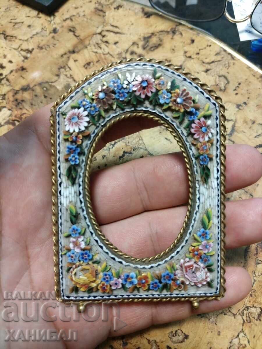 Picture frame from glass plates and brass, 1900 Picture frame from glass plates and brass, 1900