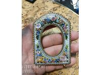 Picture frame from glass plates and brass, 1900