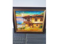 Bulgarian oil painting on canvas / Dimitar Genev / rural landscape