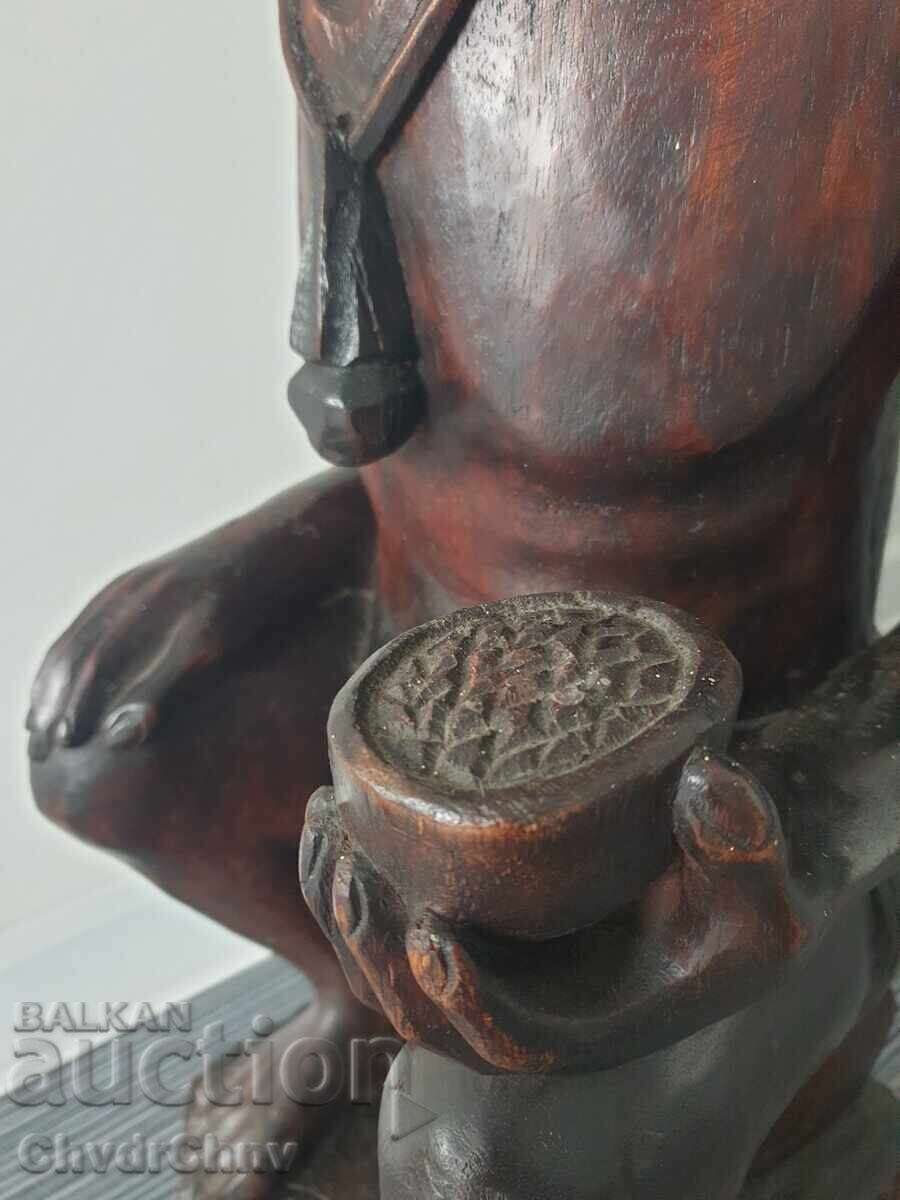 Large wooden sculpture/figure of a black person/wood carving 73cm - 11kg - 5