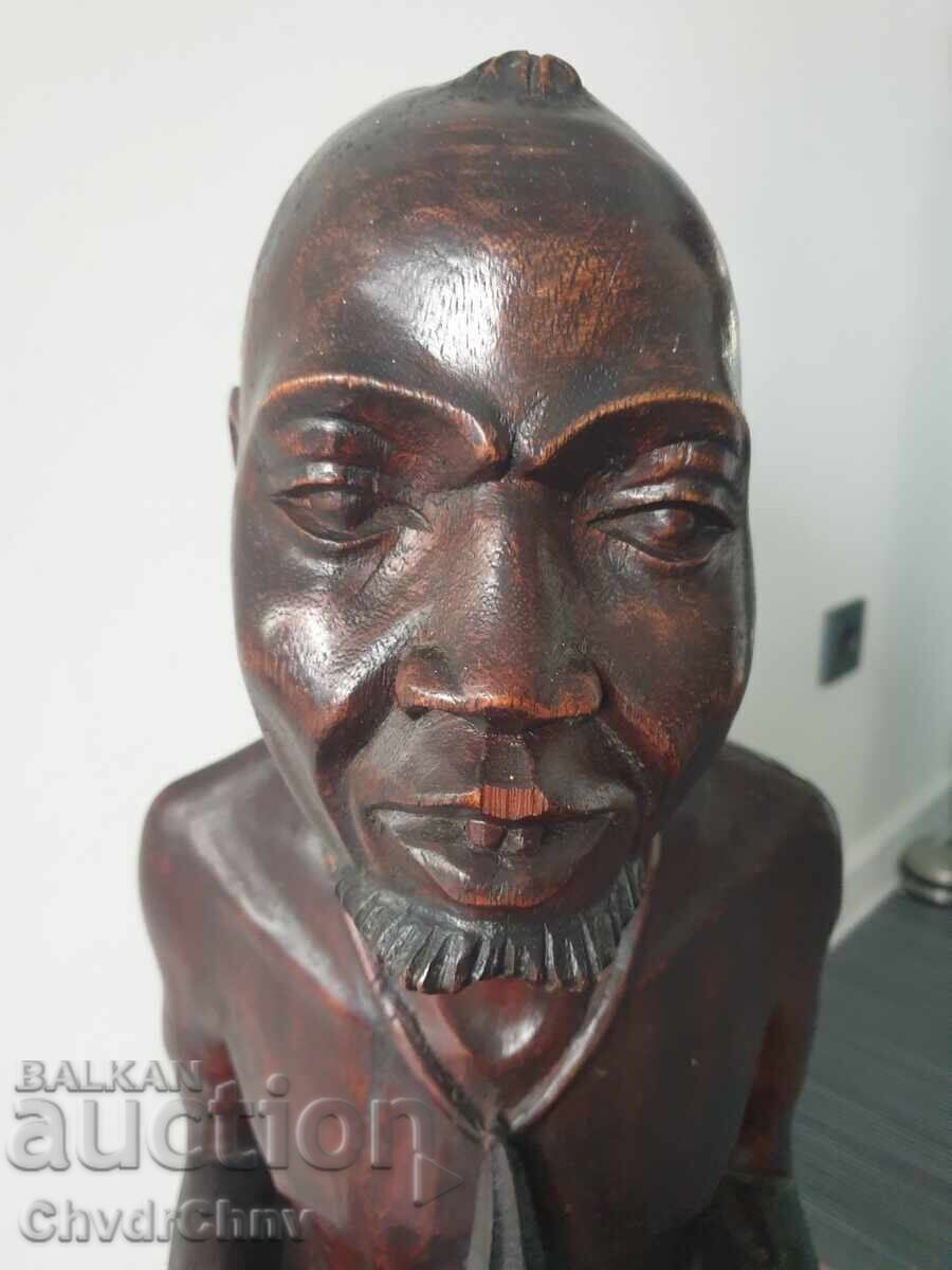 Large wooden sculpture/figure of a black person/wood carving 73cm - 11kg - 7